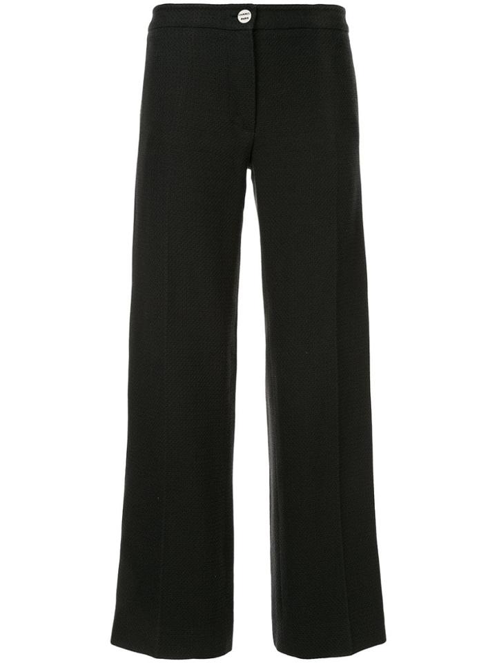 Chanel Pre-owned Engraved Button Long Straight Trousers - Brown