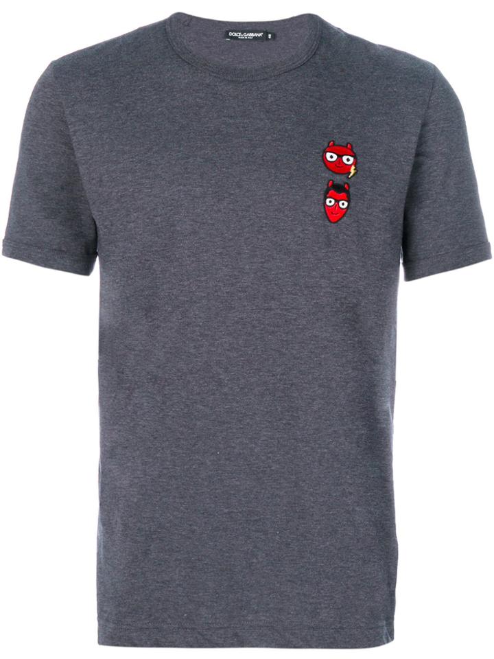 Dolce & Gabbana Devil Designers Patch T-shirt - Grey