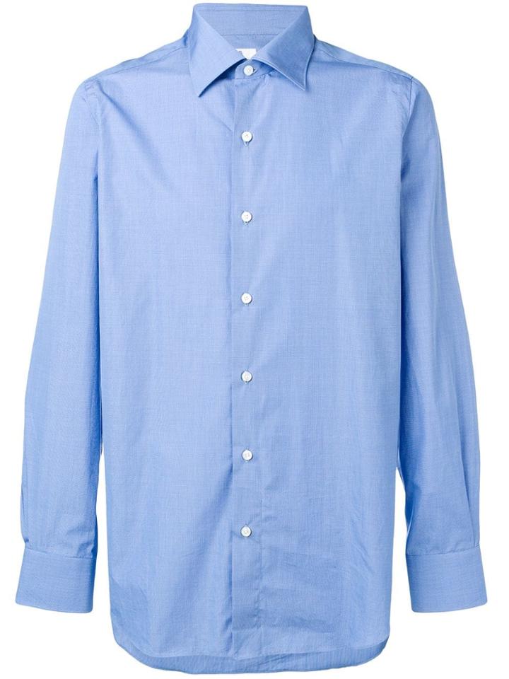 Finamore 1925 Napoli Classic Plain Shirt - Blue