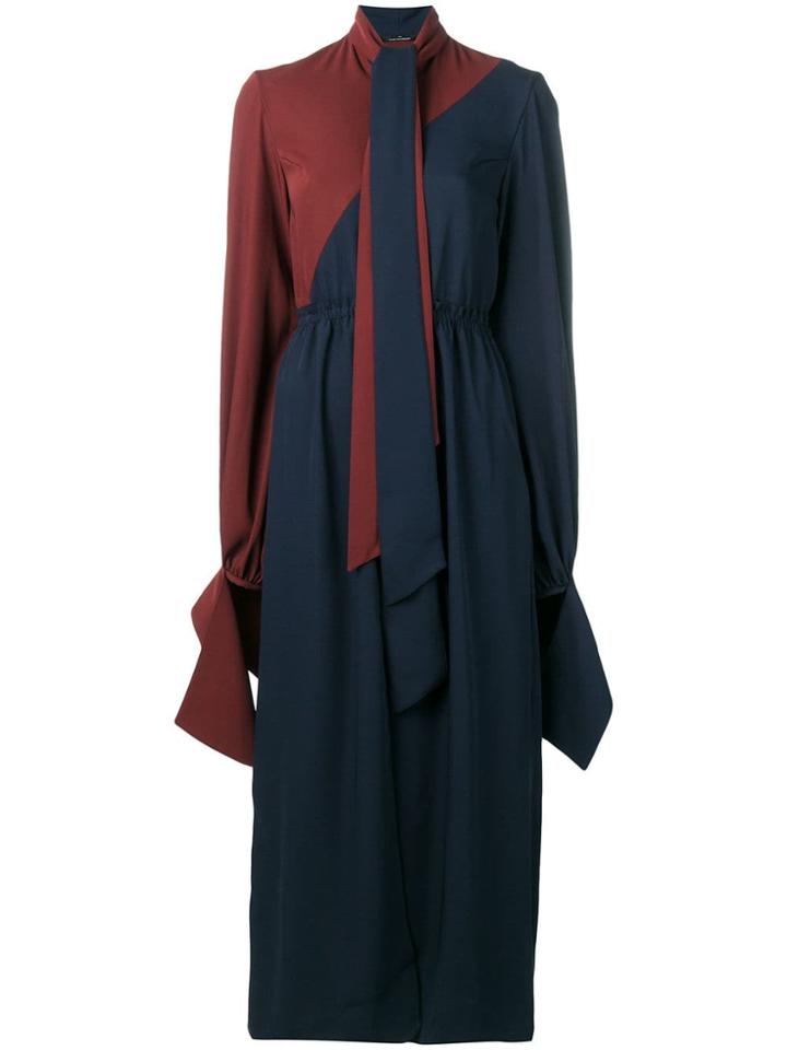 Rokh Colour-block Flared Dress - Blue