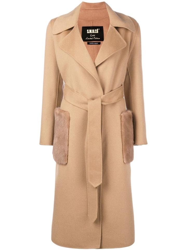 S.w.o.r.d 6.6.44 Fur Pockets Trench Coat - Neutrals