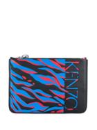 Kenzo Colourblock Tiger Print Clutch - Black