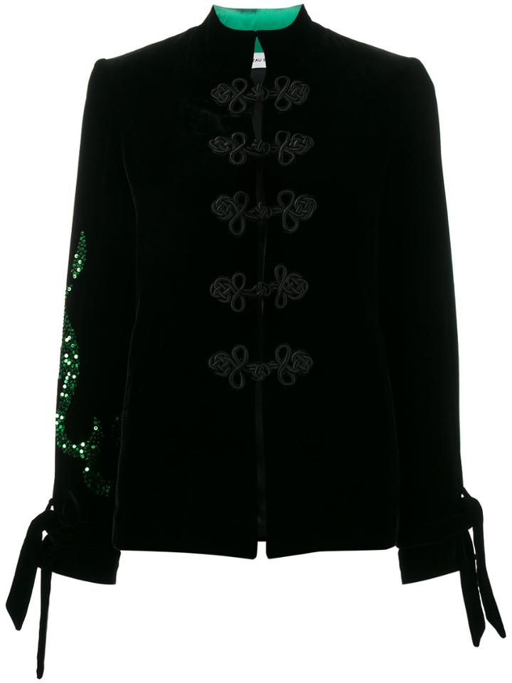 Beau Souci Button Frog Embroidered Jacket - Black