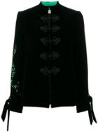 Beau Souci Button Frog Embroidered Jacket - Black