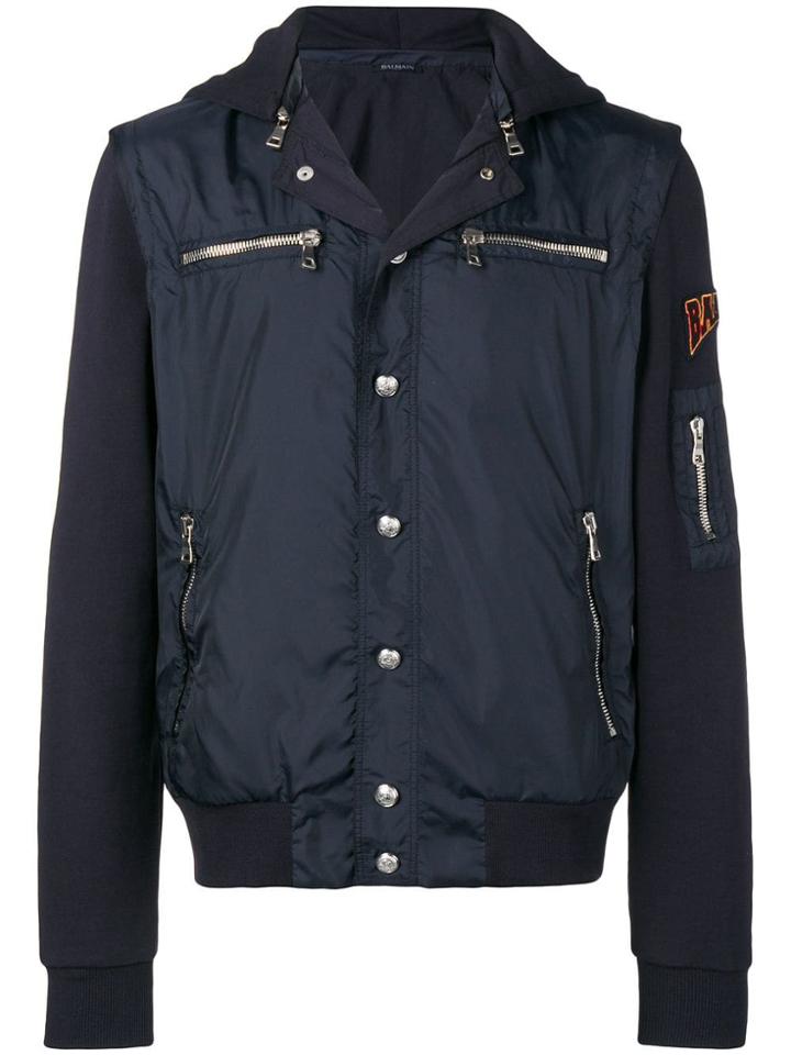 Balmain Badge Bomber Jacket - Blue