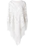 Chloé Woven Fringed Poncho - Nude & Neutrals
