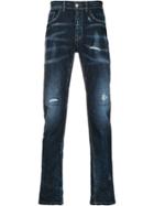 Frankie Morello Distressed Straight-leg Jeans - Blue
