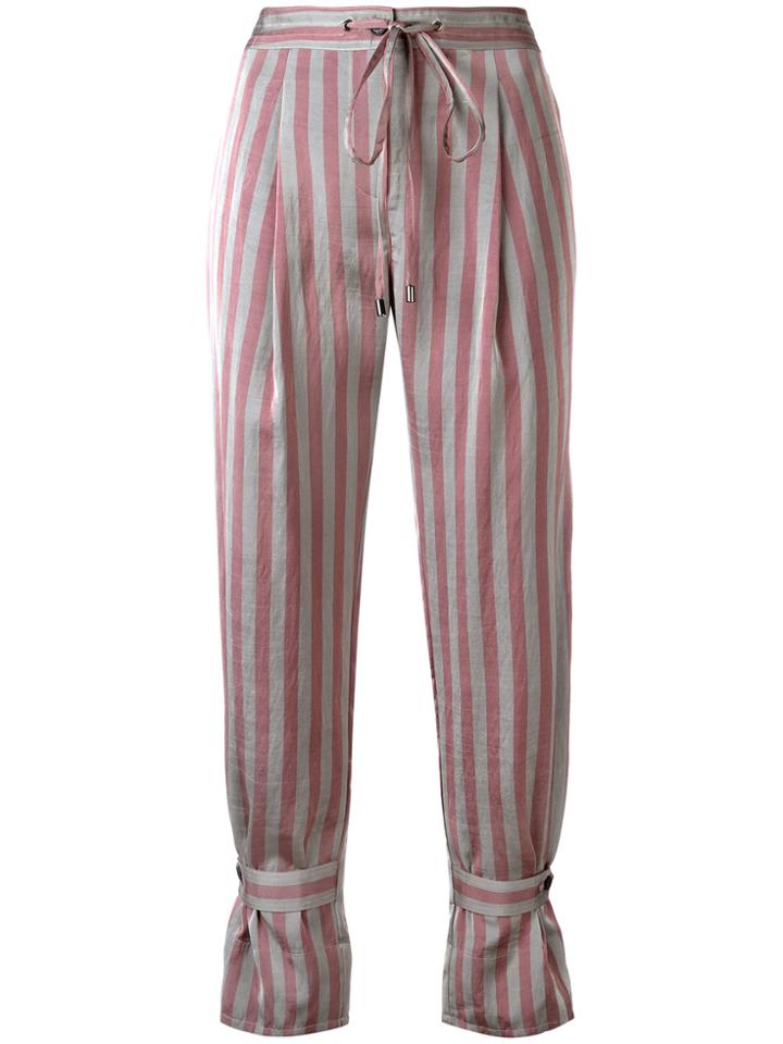 Jil Sander Navy Striped Cropped Trousers - Grey