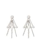 Burberry Faux Pearl And Triangle Palladium-plated Drop Earrings -