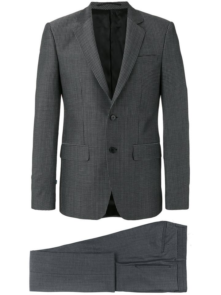Givenchy Houndstooth Pattern Suit, Men's, Size: 48, Grey, Cotton/wool/cupro/cotton