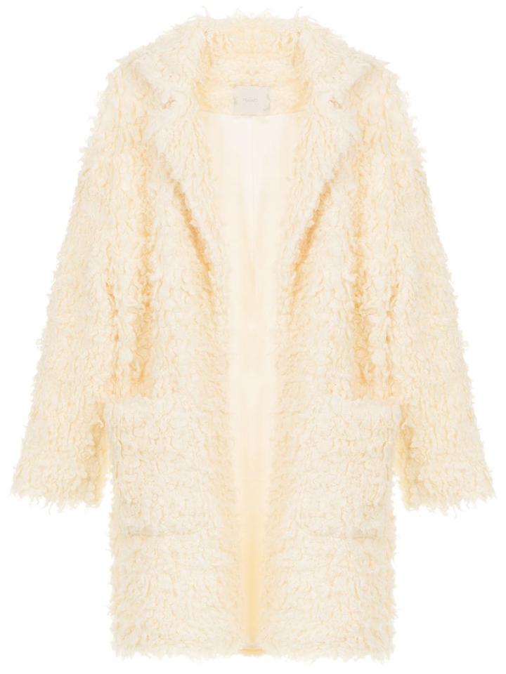 Framed Fluffy Oversized Coat - White