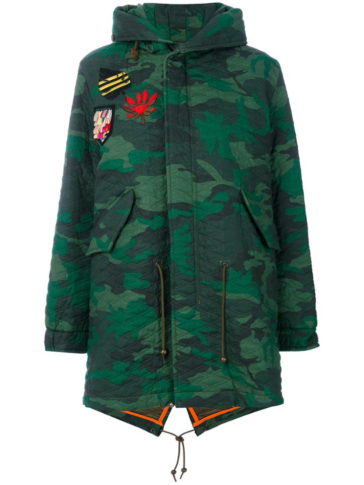 Mr & Mrs Italy Camouflage Midi Parka Coat - Green
