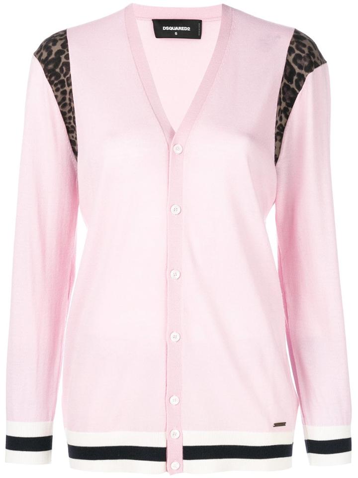 Dsquared2 Contrast Panel Cardigan - Pink