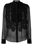 Givenchy Embroidered Sheer Shirt, Women's, Size: 34, Black, Silk/cotton/viscose/polyamide