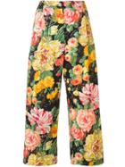 Dolce & Gabbana Cropped Floral Trousers - Black