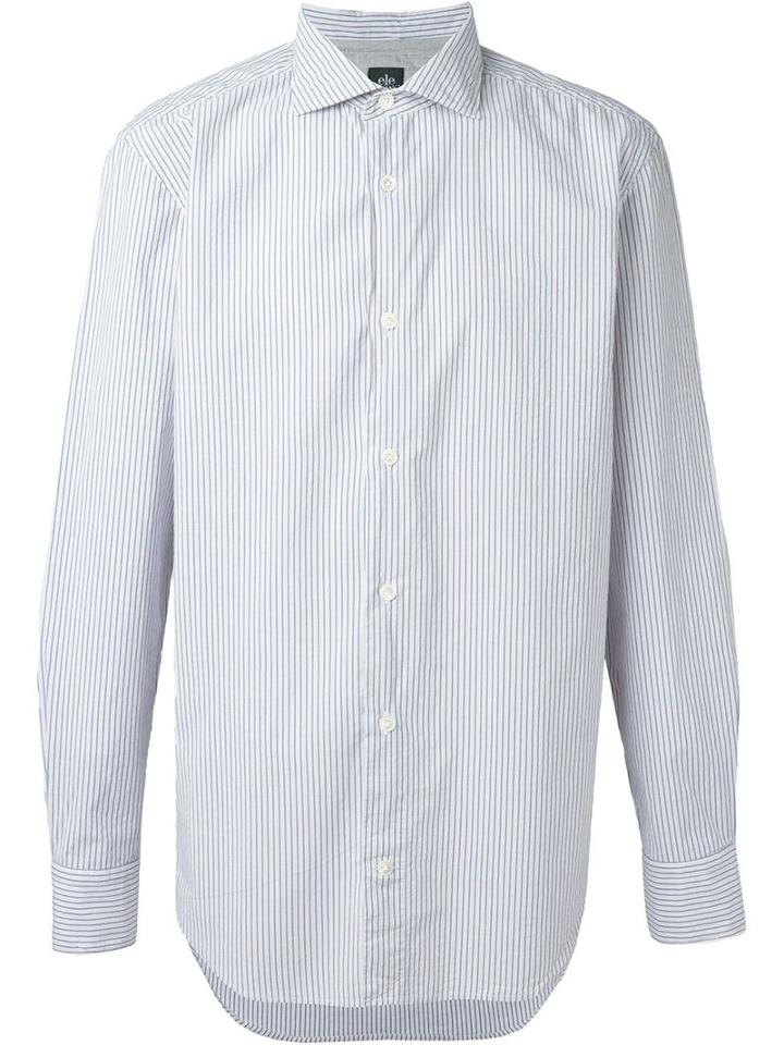 Eleventy Spread Collar Shirt, Men's, Size: 41, White, Linen/flax/cotton