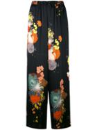 Dries Van Noten Floral Trousers, Women's, Size: 38, Black, Silk