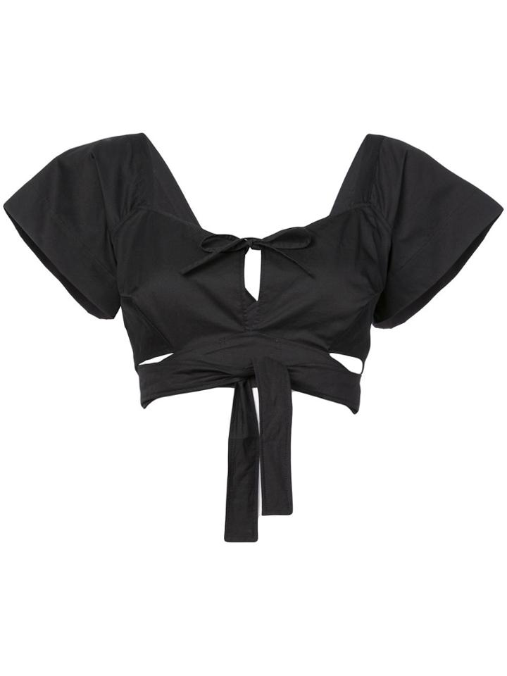 Isa Arfen Tie-me Up Cropped Blouse - Black