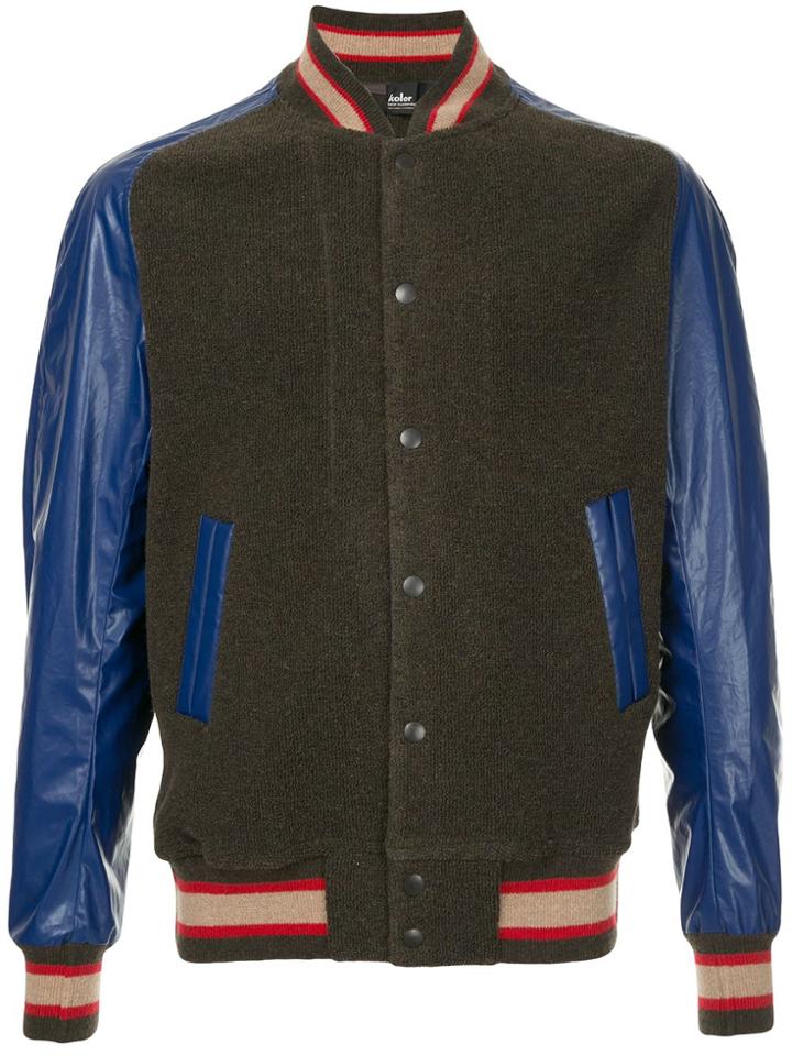 Kolor Panelled Bomber Jacket - Brown