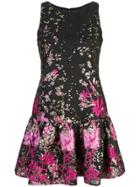Marchesa Notte Jaquard Ruffled Hem Dress - Black