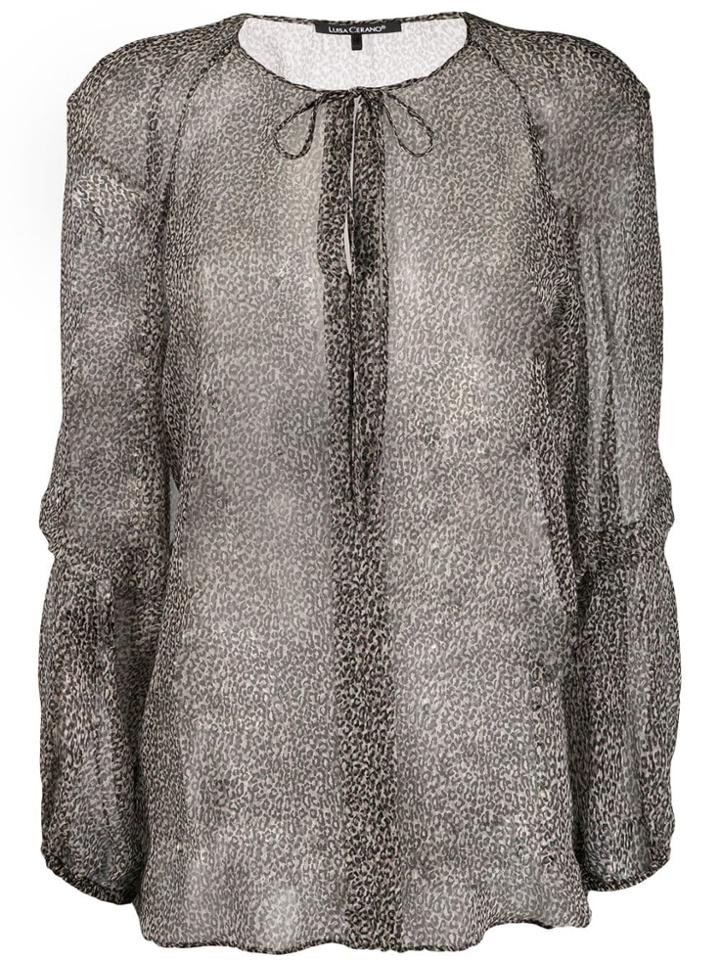 Luisa Cerano Sheer Leopard Print Blouse - Grey