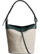 Burberry The Large Cotton Linen And Leather Bucket Bag - Blue