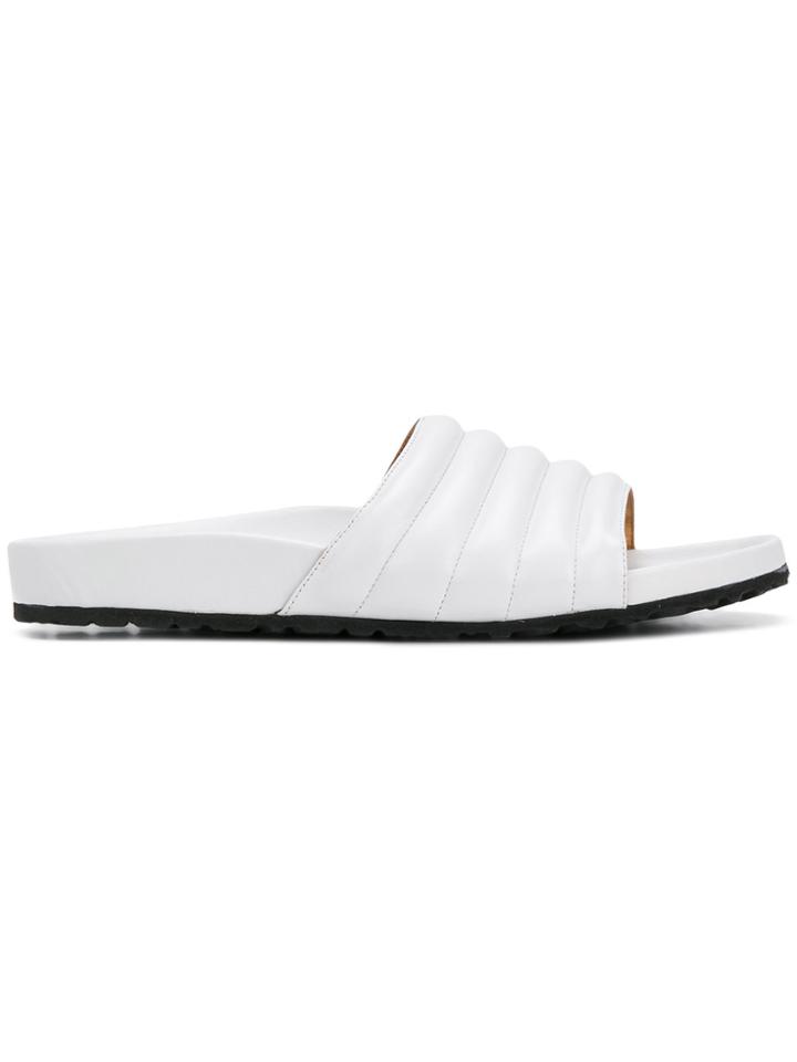 Anna F. Quilted Pool Slides - White