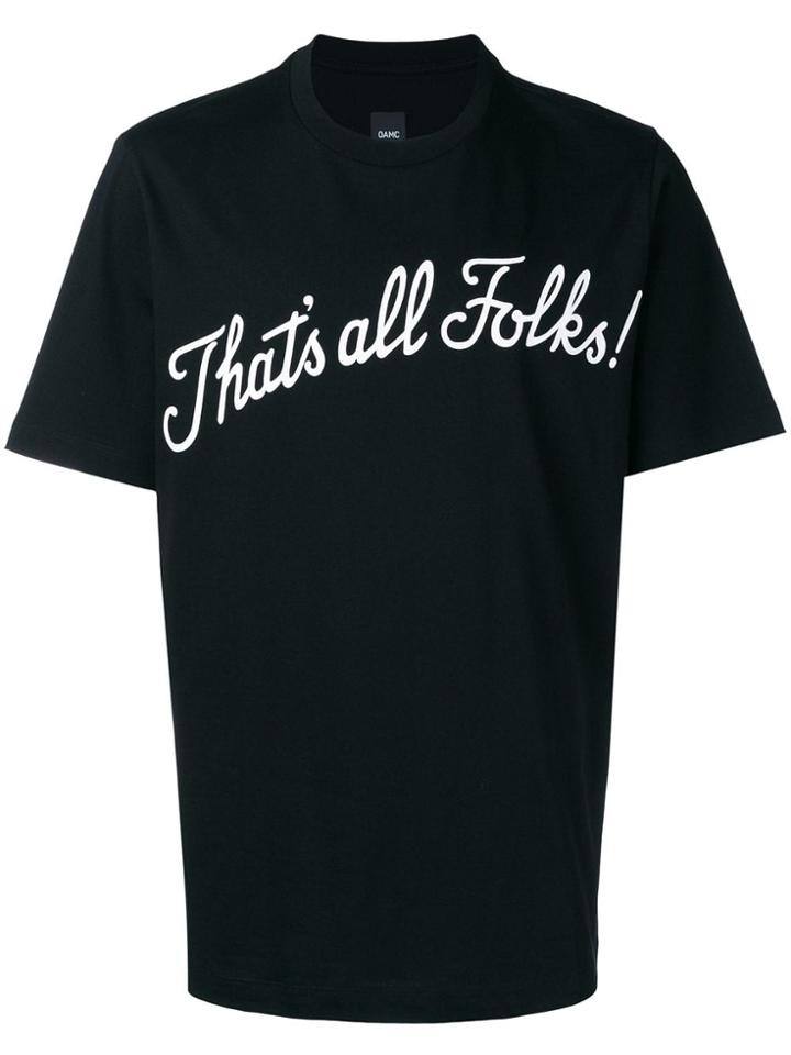Oamc Slogan Short-sleeve T-shirt - Black