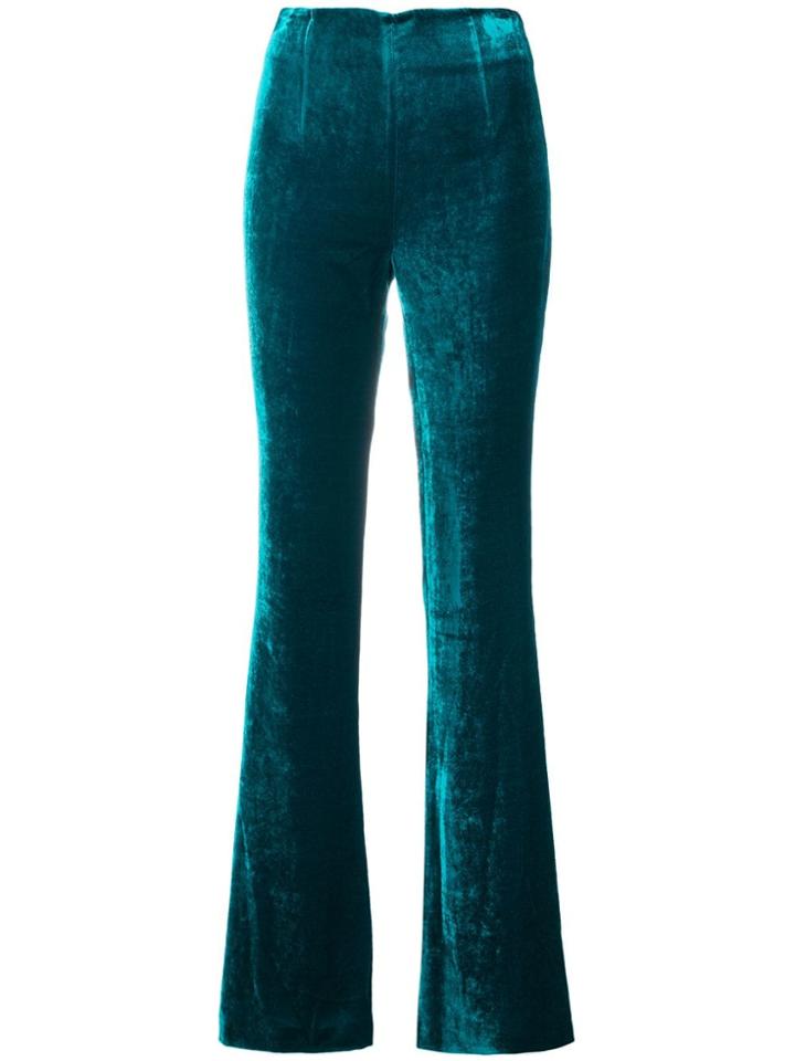 Galvan Velvet Flared Trousers - Green