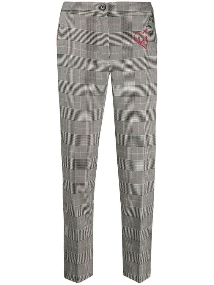 Twin-set Glen Cropped Plaid Trousers - Grey