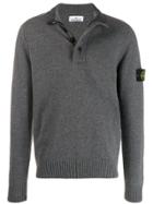 Stone Island Button Detail Pullover - Grey