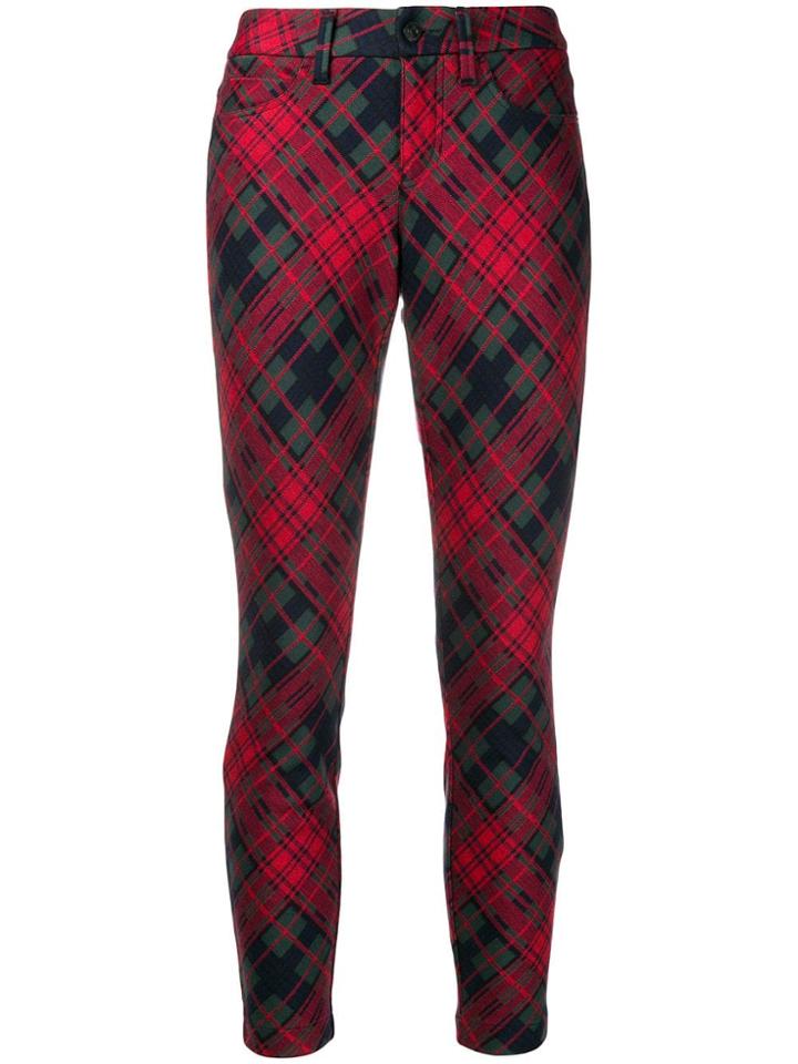 Cambio Cropped Check Trousers - Red