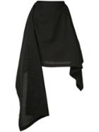 Yohji Yamamoto - Asymmetric Skirt - Women - Silk/linen/flax - 1, Black, Silk/linen/flax
