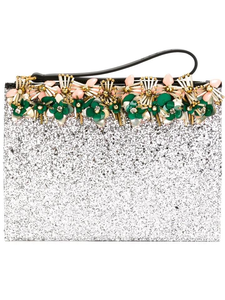 Marni Embellished Glitter Clutch, Women's, Pink/purple, Calf Leather/pvc