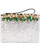 Marni Embellished Glitter Clutch, Women's, Pink/purple, Calf Leather/pvc