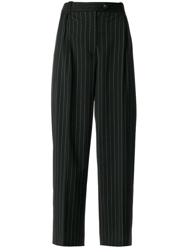 Mcq Alexander Mcqueen Double Pleated Pinstripe Trousers - Black
