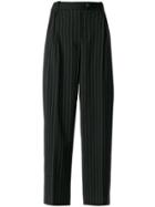 Mcq Alexander Mcqueen Double Pleated Pinstripe Trousers - Black