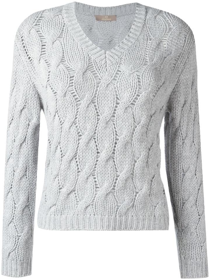 Cruciani Cable Knit Jumper, Women's, Size: 40, Grey, Cashmere