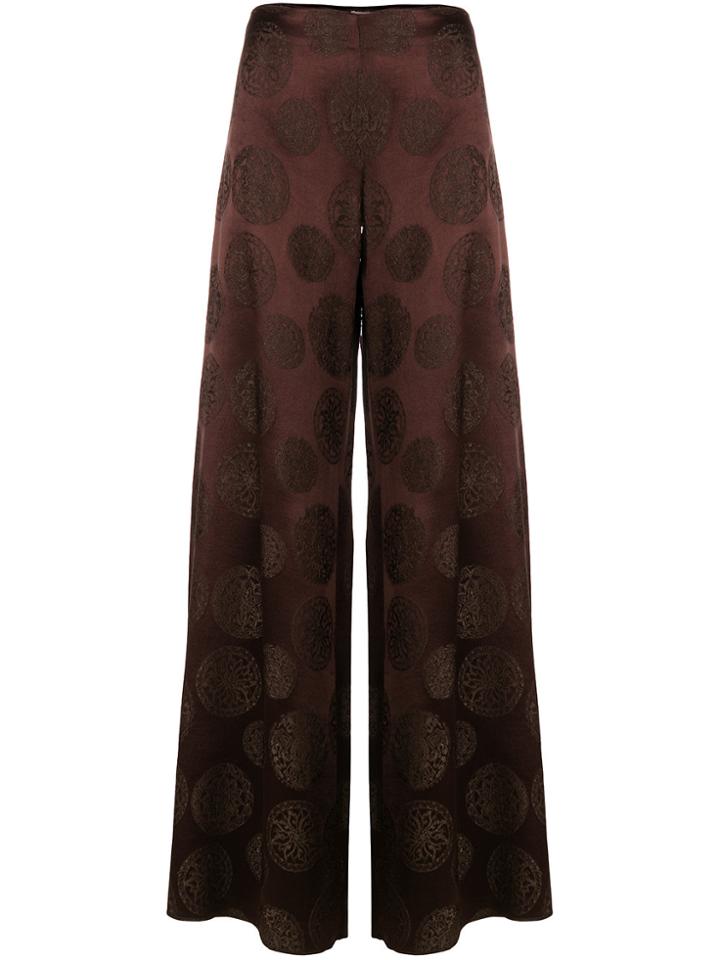 Romeo Gigli Vintage Embroidered Flared Trousers - Brown