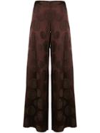 Romeo Gigli Vintage Embroidered Flared Trousers - Brown