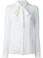 Saint Laurent Pussy Bow Blouse, Women's, Size: 40, White, Silk
