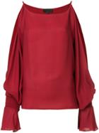 Nili Lotan Cut Out Shoulder Top - Red