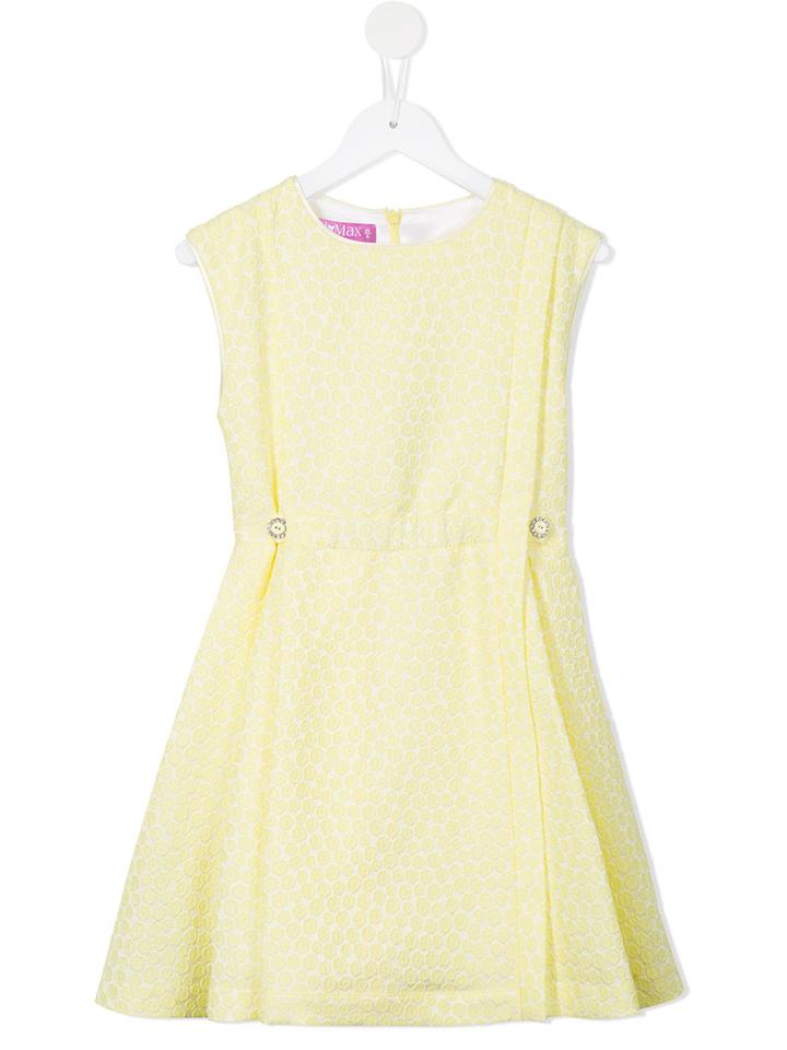 Valmax Kids - Floral Pattern Dress - Kids - Cotton/elastodiene/polyamide/viscose - 8 Yrs, Yellow/orange