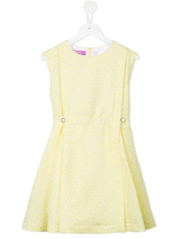 Valmax Kids - Floral Pattern Dress - Kids - Cotton/elastodiene/polyamide/viscose - 8 Yrs, Yellow/orange