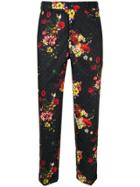 Loveless Floral Print Cropped Trousers - Black