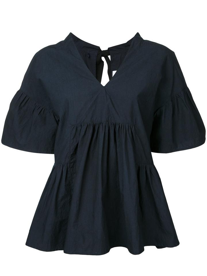 Muveil - Flared Blouse - Women - Cotton - 36, Blue, Cotton