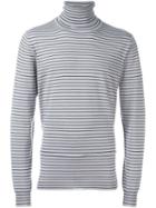 Lanvin Striped Roll Neck Jumper, Men's, Size: Large, Grey, Wool
