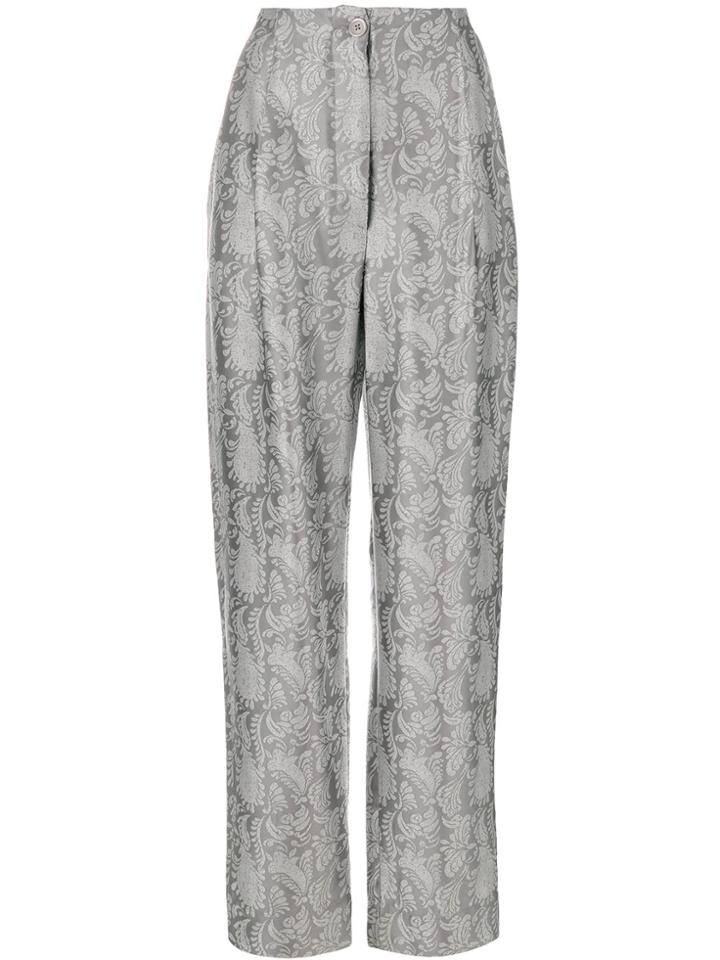 Lardini Brocade High-waisted Trousers - Grey