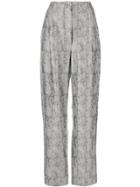 Lardini Brocade High-waisted Trousers - Grey