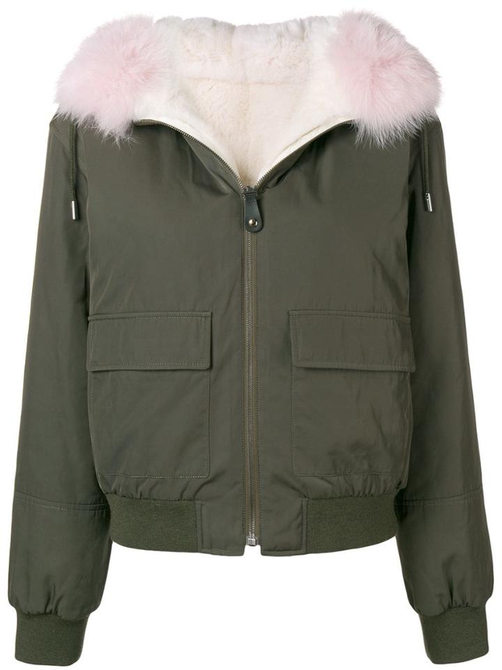 Yves Salomon Zipped Cropped Jacket - Green